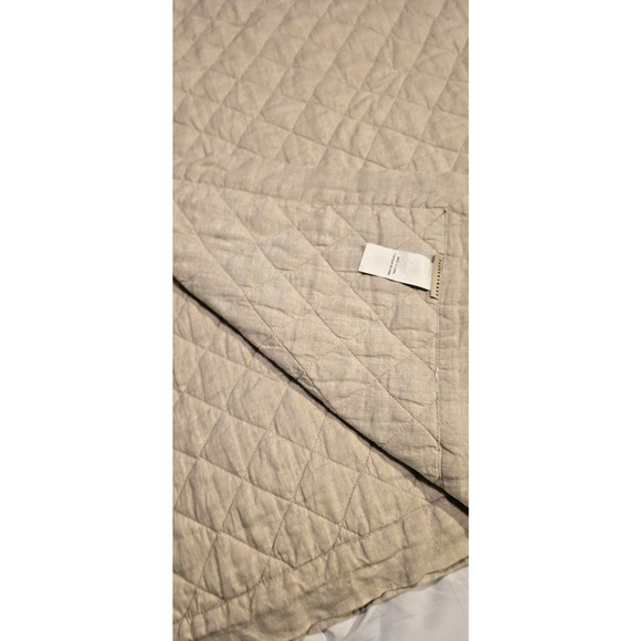 Pottery Barn Belgian Flax Linen Quilt King Flax Ivory Coastal Farmhouse Cottage - Picture 7 of 8